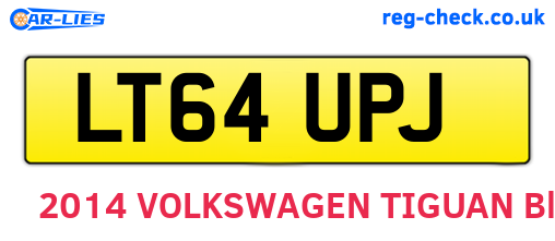 LT64UPJ are the vehicle registration plates.