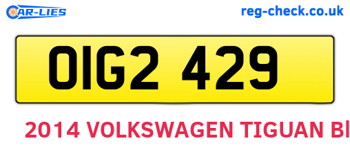 OIG2429 are the vehicle registration plates.