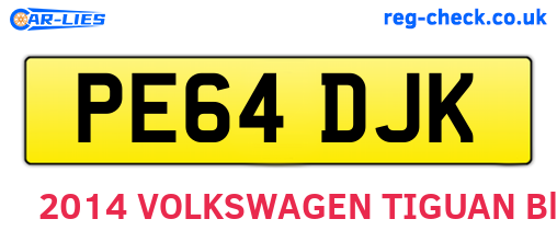 PE64DJK are the vehicle registration plates.