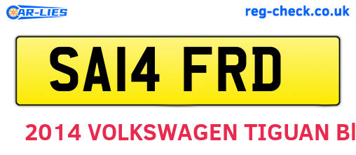 SA14FRD are the vehicle registration plates.