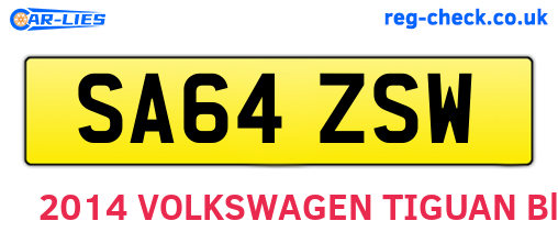SA64ZSW are the vehicle registration plates.