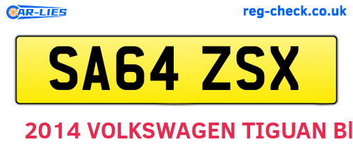 SA64ZSX are the vehicle registration plates.
