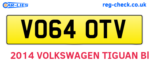 VO64OTV are the vehicle registration plates.