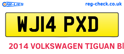 WJ14PXD are the vehicle registration plates.
