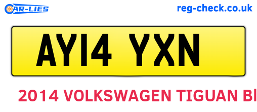 AY14YXN are the vehicle registration plates.