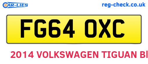 FG64OXC are the vehicle registration plates.