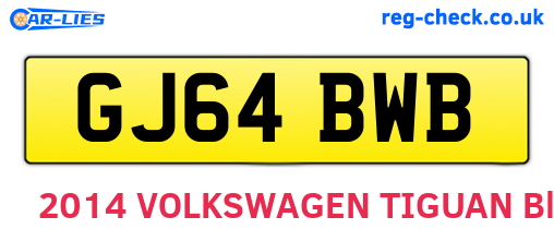 GJ64BWB are the vehicle registration plates.