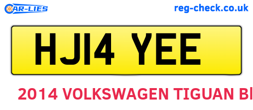 HJ14YEE are the vehicle registration plates.
