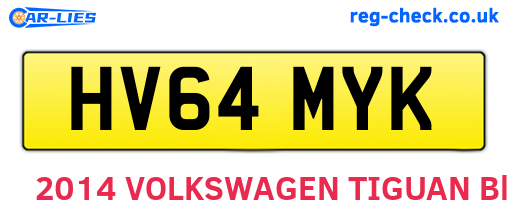 HV64MYK are the vehicle registration plates.