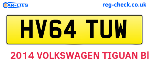 HV64TUW are the vehicle registration plates.