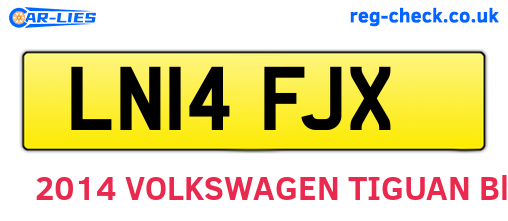 LN14FJX are the vehicle registration plates.