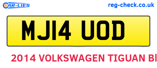 MJ14UOD are the vehicle registration plates.
