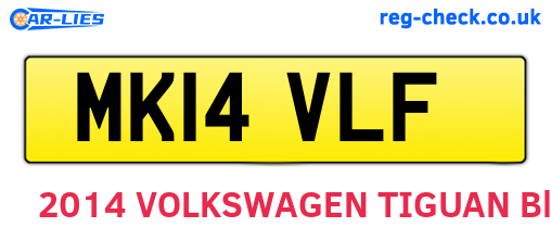 MK14VLF are the vehicle registration plates.