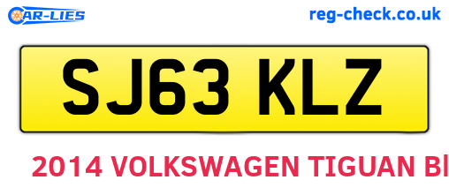 SJ63KLZ are the vehicle registration plates.