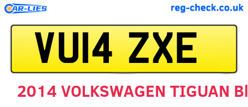 VU14ZXE are the vehicle registration plates.