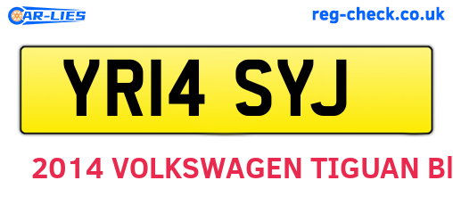 YR14SYJ are the vehicle registration plates.