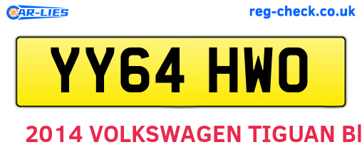 YY64HWO are the vehicle registration plates.