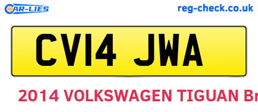 CV14JWA are the vehicle registration plates.