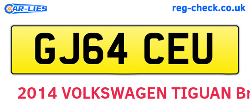 GJ64CEU are the vehicle registration plates.