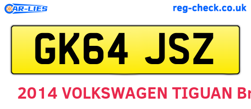 GK64JSZ are the vehicle registration plates.