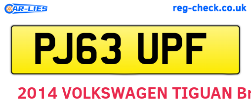 PJ63UPF are the vehicle registration plates.