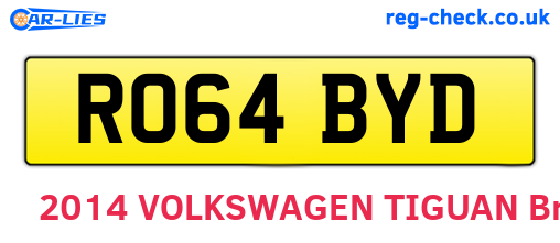 RO64BYD are the vehicle registration plates.