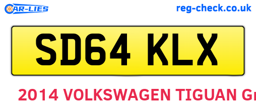 SD64KLX are the vehicle registration plates.