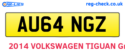 AU64NGZ are the vehicle registration plates.