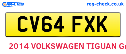 CV64FXK are the vehicle registration plates.