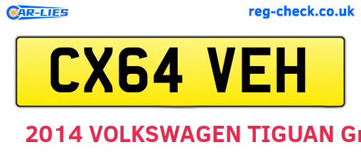 CX64VEH are the vehicle registration plates.
