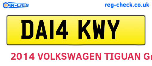 DA14KWY are the vehicle registration plates.