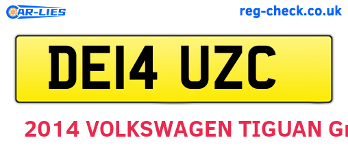 DE14UZC are the vehicle registration plates.