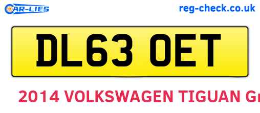 DL63OET are the vehicle registration plates.