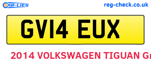 GV14EUX are the vehicle registration plates.