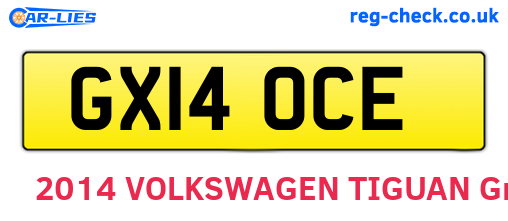 GX14OCE are the vehicle registration plates.