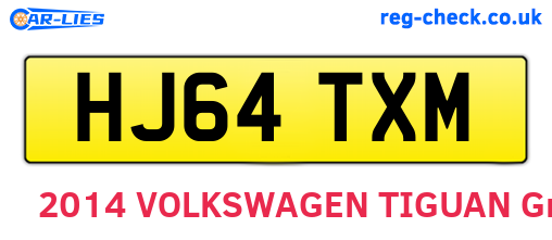 HJ64TXM are the vehicle registration plates.
