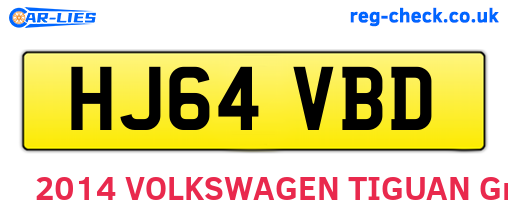 HJ64VBD are the vehicle registration plates.