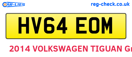 HV64EOM are the vehicle registration plates.