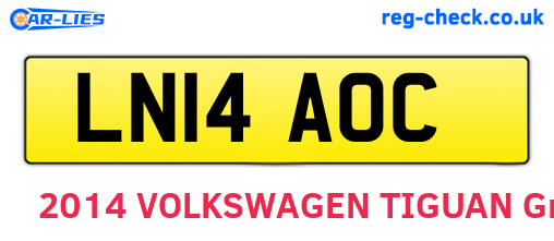 LN14AOC are the vehicle registration plates.