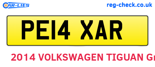 PE14XAR are the vehicle registration plates.