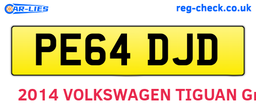 PE64DJD are the vehicle registration plates.
