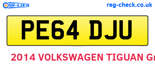 PE64DJU are the vehicle registration plates.