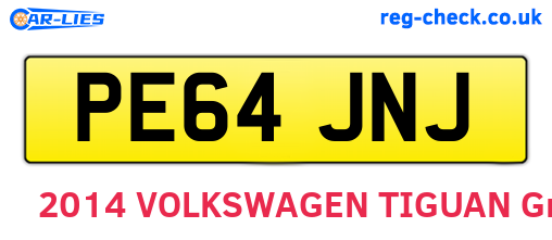 PE64JNJ are the vehicle registration plates.