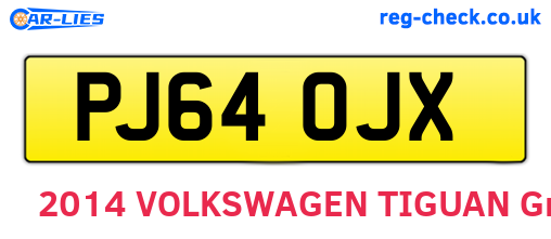 PJ64OJX are the vehicle registration plates.