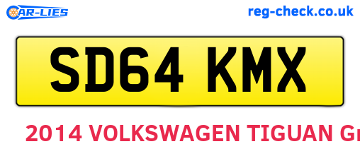 SD64KMX are the vehicle registration plates.