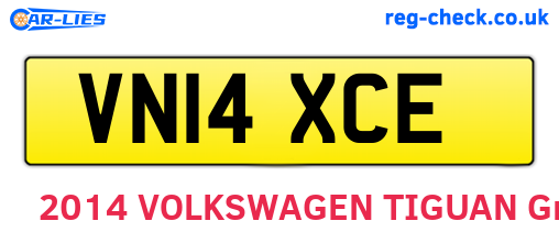 VN14XCE are the vehicle registration plates.