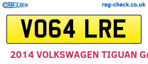 VO64LRE are the vehicle registration plates.