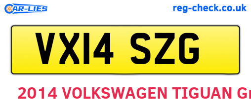 VX14SZG are the vehicle registration plates.
