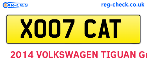 XO07CAT are the vehicle registration plates.