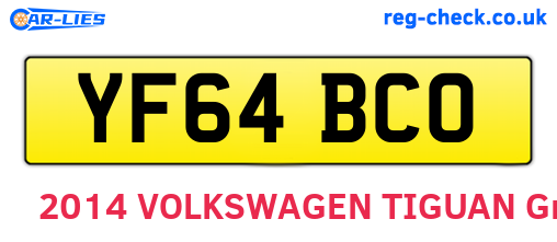 YF64BCO are the vehicle registration plates.